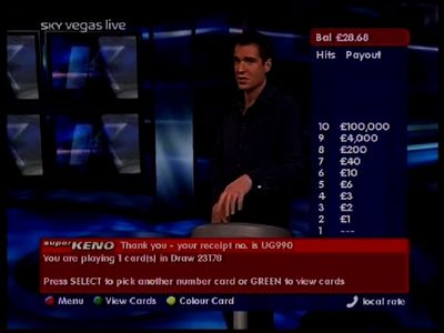 Screenshots of Super Keno